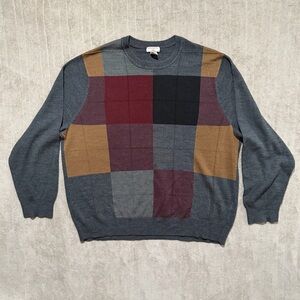 Dockers Crew Neck Sweater Men's XXL Colorblock Gray 100% Acrylic Grandpacore Dad